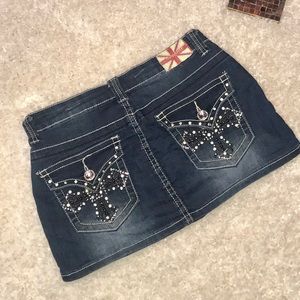 Machine mini jean skirt